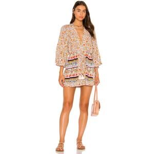 Maaji Floral Kaftan Beach Mini Dress Boho Women's Size Small